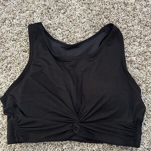Athletes Black Twist Front Crop Top